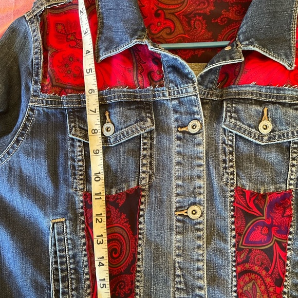 Gypsy bohemian jean jacket size XL Arizona upcycled unique - Picture 10 of 11